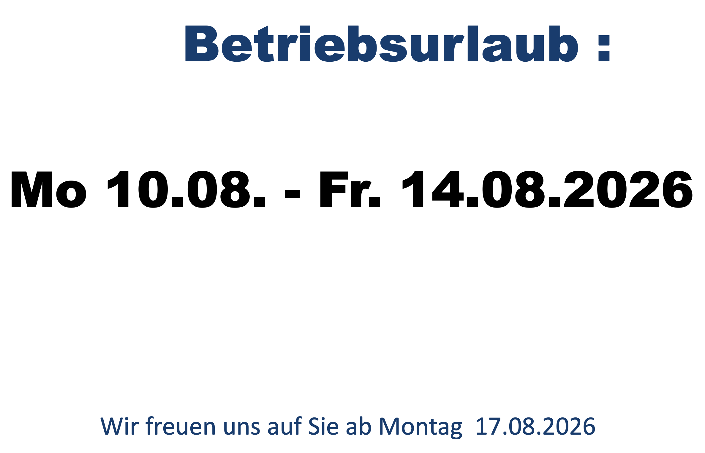 Betriebsurlaub 2026
